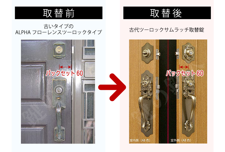 古代ツーロック取替用サムラッチ(アンティック)錠 | 鍵の鉄人本店