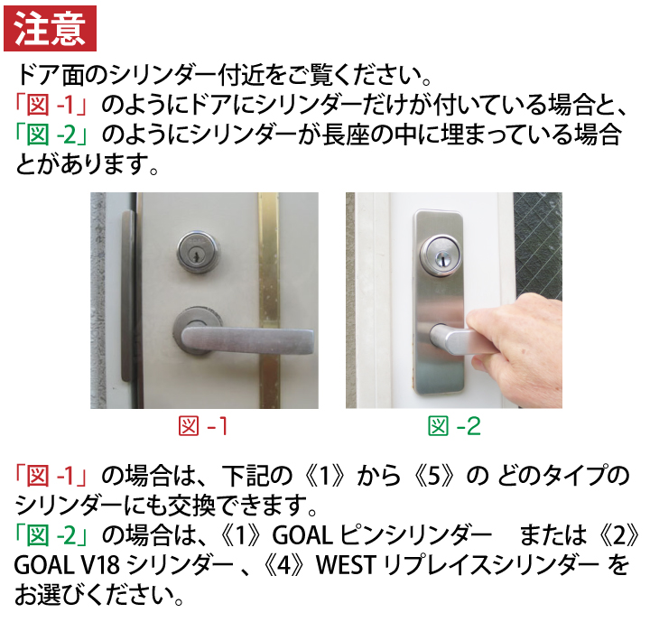 GOAL LXタイプの取替え用シリンダー(鍵)と玄関錠一式の交換のご案内
