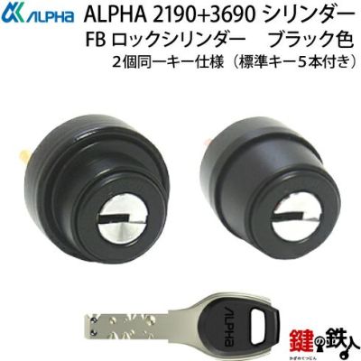 8】ALPHA FBロック2190と3690シリンダー取替え用2個同一キー